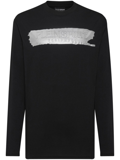 Plein Sport Long-sleeve Cotton T-shirt In Black