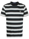 FRED PERRY LAUREL WREATH-EMBROIDERED STRIPED COTTON T-SHIRT