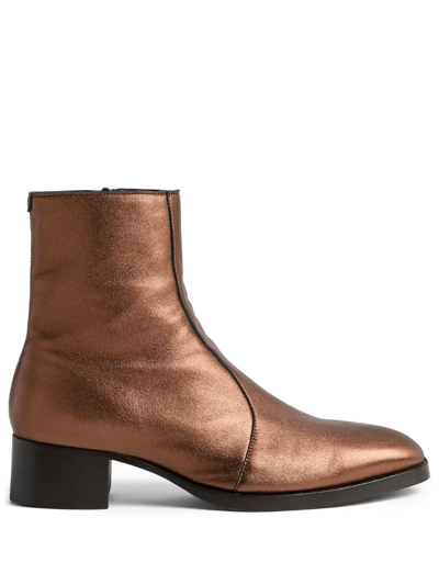 Dsquared2 Metallic-effect Leather Boots In Brown