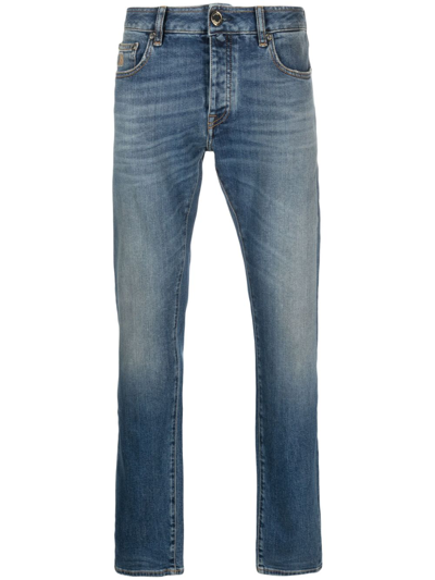 Moorer Stonewashed Mid-rise Jeans In Blau