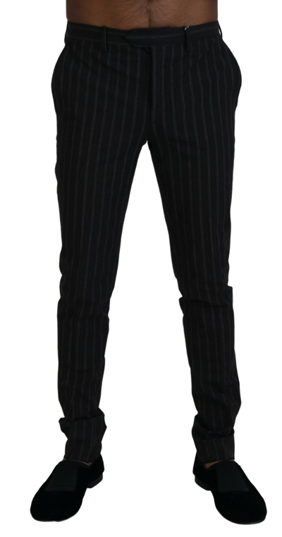 Bencivenga Black Stripes Viscose Dress Trousers