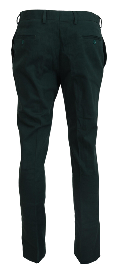 Bencivenga Dark Green Cotton Skinny  Trousers