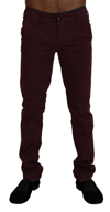 CYCLE CYCLE MAROON COTTON STRETCH SKINNY CASUAL MEN MEN'S PANTS
