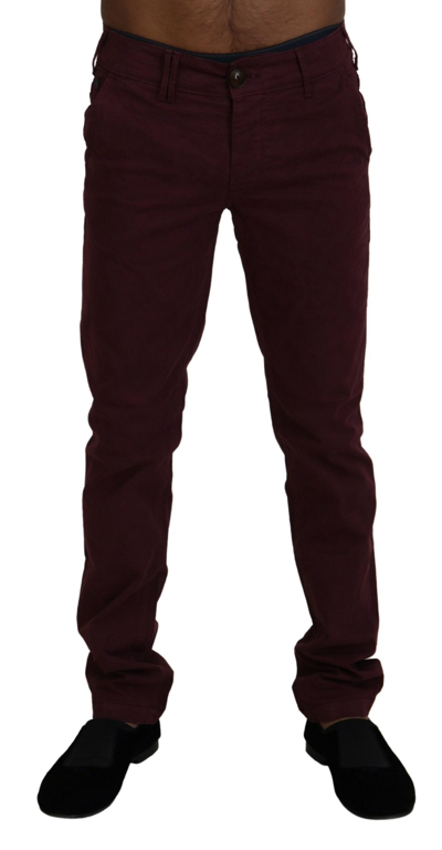 Cycle Maroon Cotton Stretch Skinny Casual  Trousers