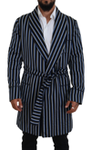 DOLCE & GABBANA DOLCE & GABBANA BLACK BLUE MARTINI PRINTED LINING MEN'S ROBE