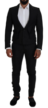 Dolce & Gabbana Black Polyester Men 2 Piece Martini Suit In Black