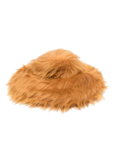 Ruslan Baginskiy Faux-fur Wide-brim Hat In Orange