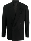 Lardini Double-breasted Wool Blazer In Black