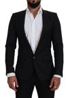 DOLCE & GABBANA DOLCE & GABBANA BLACK WOOL FORMAL COAT MARTINI MEN'S BLAZER