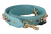 DOLCE & GABBANA DOLCE & GABBANA ELEGANT BLUE LEATHER BAG STRAP WITH GOLD WOMEN'S ACCENTS