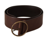 Dolce & Gabbana Brown Leather Wide Waist Logo Metal Round Buckle Belt In Brown