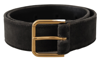 Dolce & Gabbana Brown Velvet Gold Tone Logo Metal Waist Buckle Belt In Brown
