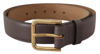 Dolce & Gabbana Gray Calfskin Leather Gold Metal Logo Buckle Belt In Gray