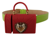 Dolce & Gabbana Green Leather Devotion Heart Micro Bag Headphones Belt In Green