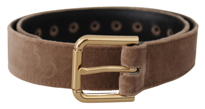 DOLCE & GABBANA DOLCE & GABBANA ELEGANT VELVET LOGO BUCKLE WOMEN'S BELT