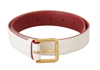 Dolce & Gabbana White Calf Leather Two-toned Gold Metal Buckle Belt In White