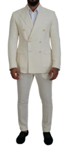 DOLCE & GABBANA DOLCE & GABBANA WHITE DOUBLE BREASTED 2 PIECE TAORMINA MEN'S SUIT