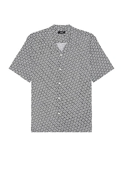 Theory Irving Printed Regular Fit Button Down Camp Shirt In Baltic & White