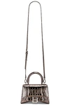 Balenciaga Xs Hourglass Top-handle Bag In Dark Bronze