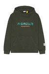 Moncler Genius Logo Cotton Hoodie In Olive Green