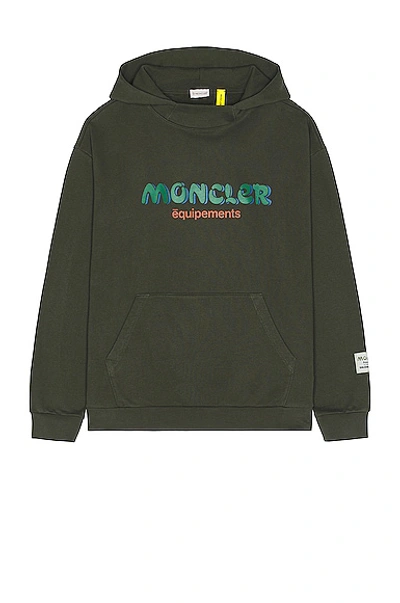 Moncler Genius Logo Cotton Hoodie In Green
