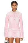 Versace Monogram-jacquard Cotton Denim Jacket In Flamingo Pink