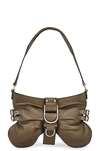 Blumarine Large Butterfly Leather Shoulder Bag In Dark Olive