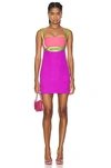 Versace Envers Satin Cut Out Mini Dress In Peony