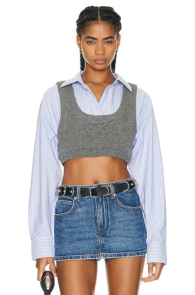 Alexander Wang Cropped Nylon Poplin Bilayer With Cami Top In Blue