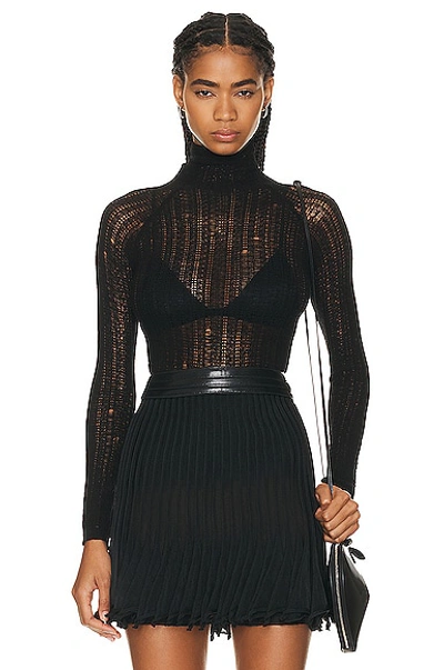 Alaïa High Neck Top In Noir Ala?a