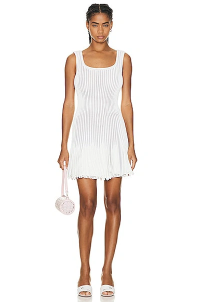 Alaïa Pleated Mini Dress In Blanc & Ivoire