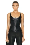 TOM FORD LEATHER ZIPPED CORSET TOP