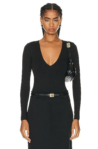 Enza Costa X Revolve Luxe Knit V-neck Bodysuit In Black