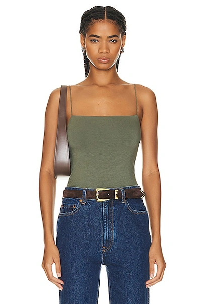 Enza Costa X Revolve Luxe Knit Essential Tank Bodysuit In Military