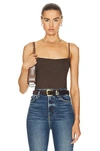 Enza Costa For Fwrd Luxe Knit Strappy Bodysuit In Espresso