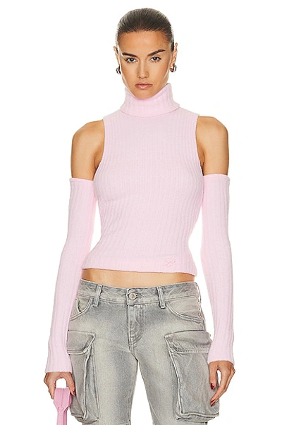 Blumarine Cut Out Turtleneck Sweater In Dalia