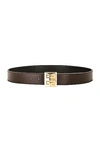 Givenchy Brown Calf Leather 4g Reversible Belt In Brown & Black