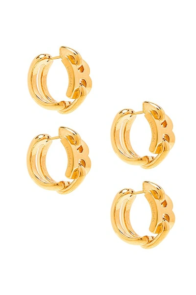 Balenciaga B Chain Hoop Earrings In Shiny Gold