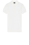 Tom Ford White Polo Shirt With Classic Collar In Cotton Blend Man In Chalk