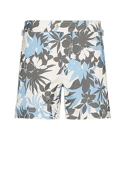 Tom Ford Tropical Swim Short In New Tropical Flower Blue On Cream