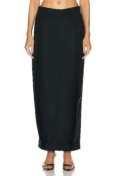 Aya Muse Fera Pleated Wool Maxi Skirt In Black