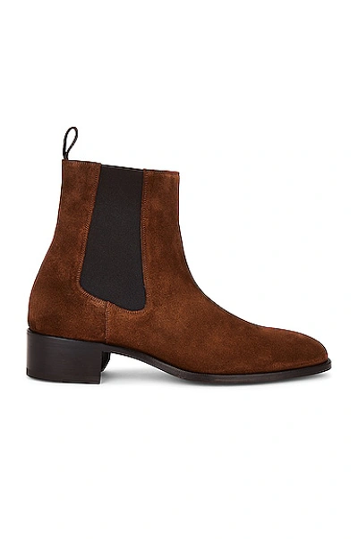 Tom Ford 40mm Suede Ankle Boots In Burnt