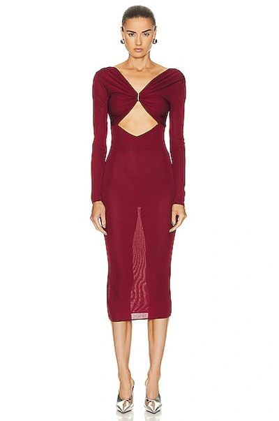 Alexandre Vauthier Viscose Knit Maxi Dress In Cinnabar Red