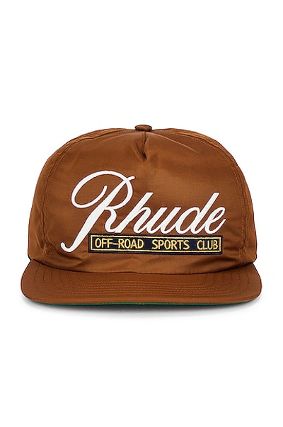 Rhude Sports Club Brand-embroidered Shell Cap In Brown