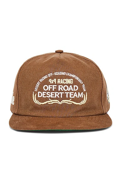 Rhude Desert Team Washed Canvas Hat In Brown