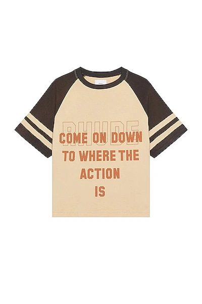 Rhude Action Short Sleeve Raglan T-shirt In Brown
