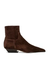 Khaite Marfa Suede Western Ankle Boots In Brown