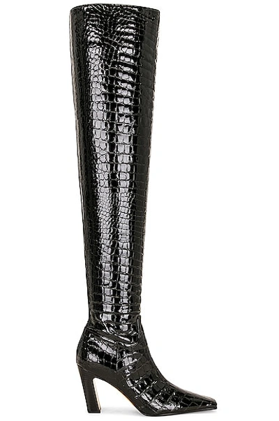 Khaite Marfa Croco Over-the-knee Boots In Black