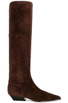 Khaite Marfa Classic Flat Knee High Boot In Coffee