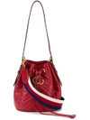 Gucci Gg Marmont Chevron Quilted Leather Bucket Bag In Red